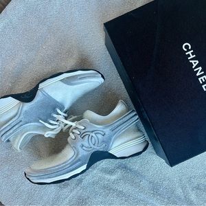 Vintage Grey and White Authentic CHANEL Sneakers